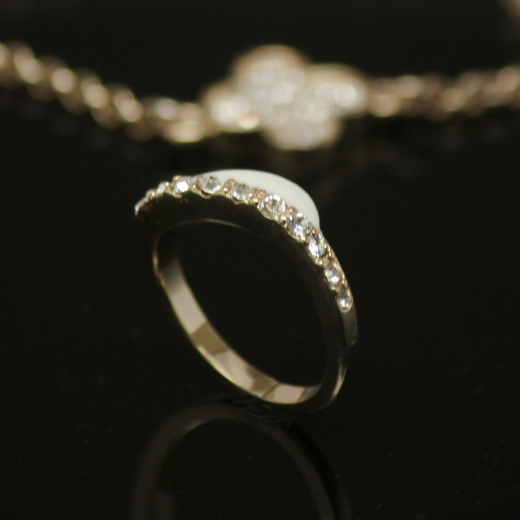 Synthetic diamond - 6 piece jewelry set (Necklace, earring and bracelet) - Gold Chain