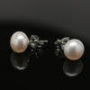 Freshwater pearl stud earrings - White
