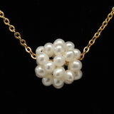 Freshwater pearl necklace (Gold,Chain) - White pearl