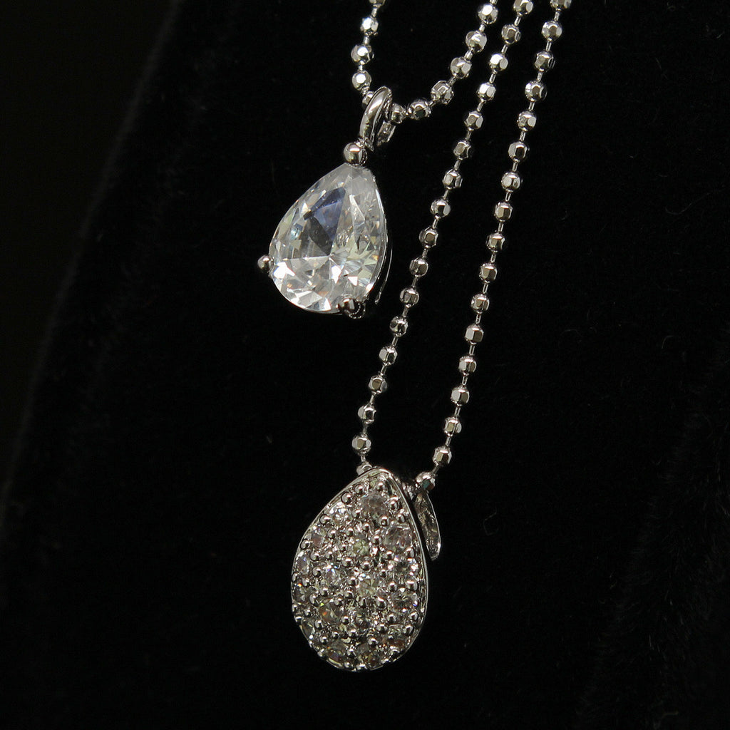 Synthetic diamond Rain and Droplet pendant necklace