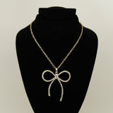 Synthetic diamond bow pendant necklace