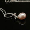 Freshwater pearl pendant - Pink silver chain