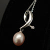 Freshwater pearl pendant - Pink silver chain