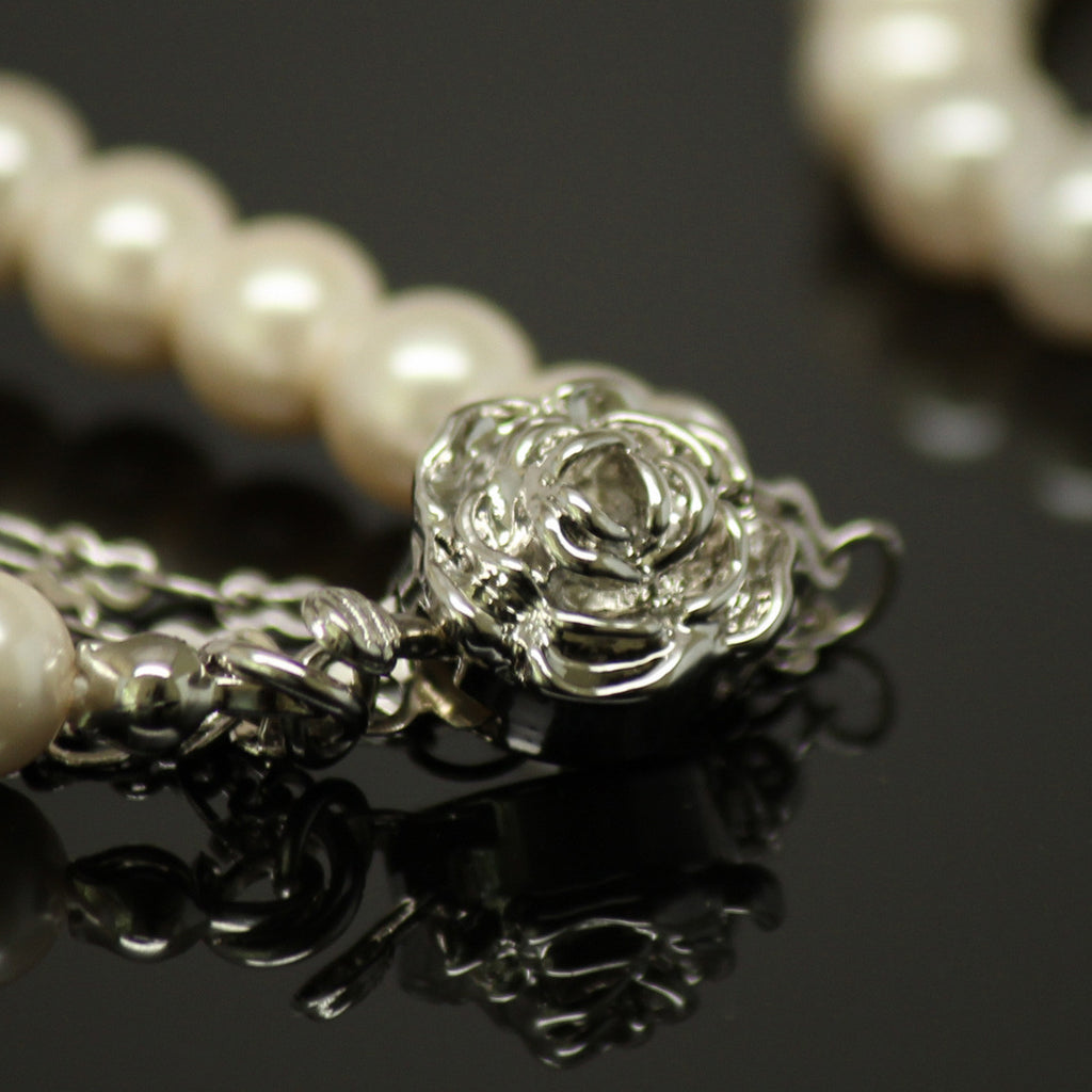 Synthetic pearl 3 layer necklace - White