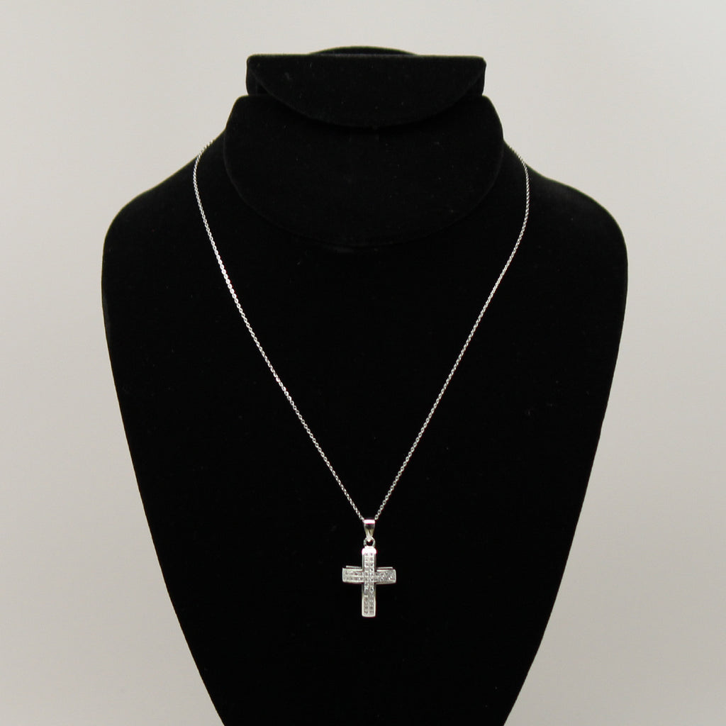 Synthetic diamond cross pendant necklace