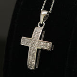 Synthetic diamond cross pendant necklace