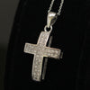 Synthetic diamond cross pendant necklace
