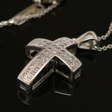 Synthetic diamond cross pendant necklace