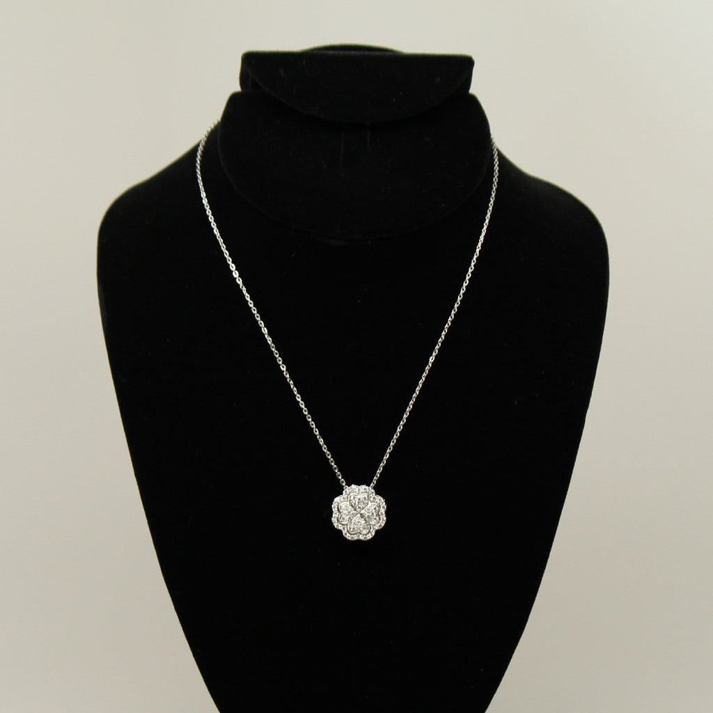 Synthetic diamond Lucky Clover pendant necklace