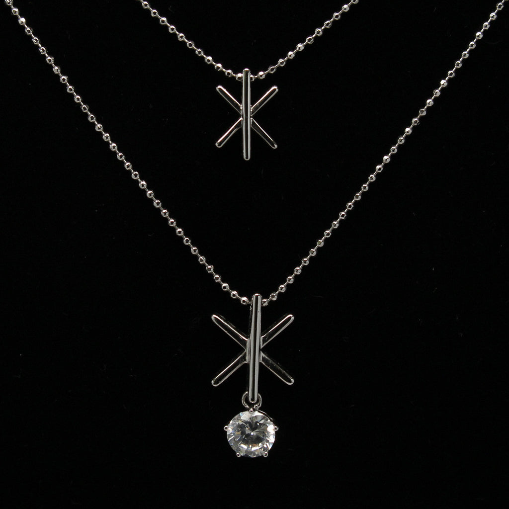 Synthetic diamond Snowflake pendant necklace - Silver