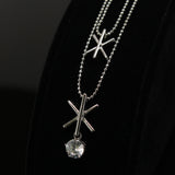 Synthetic diamond Snowflake pendant necklace - Silver