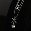 Synthetic diamond Snowflake pendant necklace - Silver
