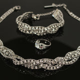 Synthetic diamond - 2 piece jewelry set (Bracelet and ring)