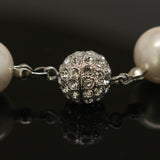 Synthetic pearl 12mm necklace and earring set - White