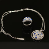 Synthetic diamond - 2 piece jewelry set (Necklace and ring)