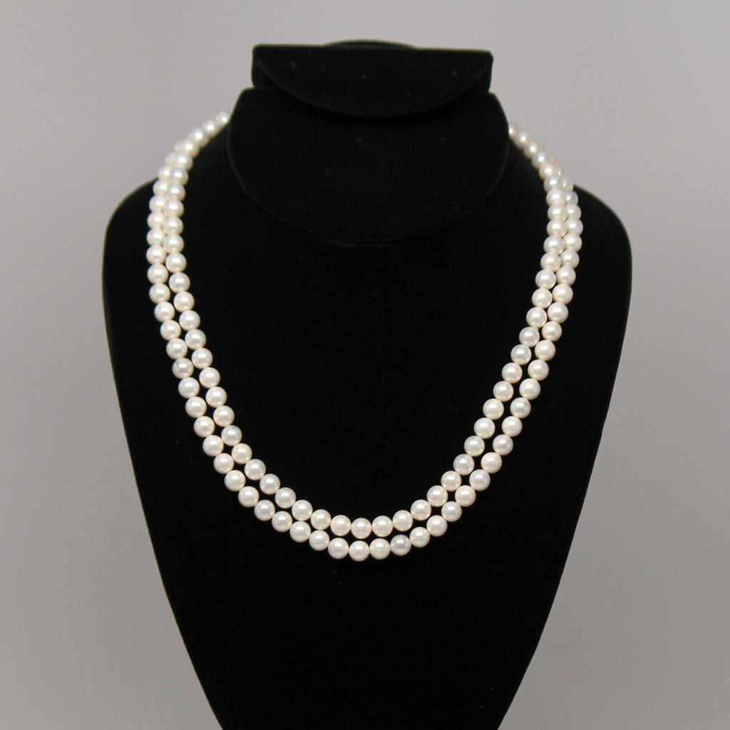 Synthetic pearl 6 mm necklace and earring set - White
