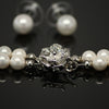 Synthetic pearl 10mm double strand necklace and earring set - White