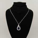 Synthetic blue diamond - 5 piece jewelry set (Necklace, earring, bracelet and ring)