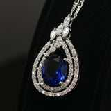 Synthetic blue diamond - 5 piece jewelry set (Necklace, earring, bracelet and ring)