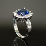 Synthetic blue diamond - 5 piece jewelry set (Necklace, earring, bracelet and ring)