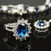 Synthetic blue diamond - 5 piece jewelry set (Necklace, earring, bracelet and ring)