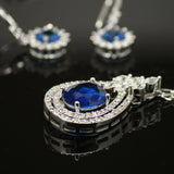 Synthetic blue diamond - 5 piece jewelry set (Necklace, earring, bracelet and ring)