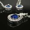 Synthetic blue diamond - 5 piece jewelry set (Necklace, earring, bracelet and ring)