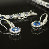 Synthetic blue diamond - 5 piece jewelry set (Necklace, earring, bracelet and ring)