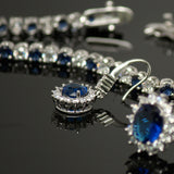 Synthetic blue diamond - 5 piece jewelry set (Necklace, earring, bracelet and ring)
