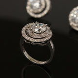 Synthetic diamond - 4 piece jewelry set (Necklace, earring and ring)