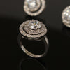 Synthetic diamond - 4 piece jewelry set (Necklace, earring and ring)