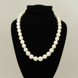 Synthetic pearl necklace and earring set - White