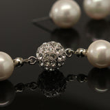 Synthetic pearl necklace and earring set - White