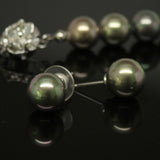 Synthetic pearl necklace and earring set - Green