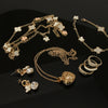Synthetic diamond - 6 piece jewelry set (Necklace, earring and bracelet) - Gold Chain