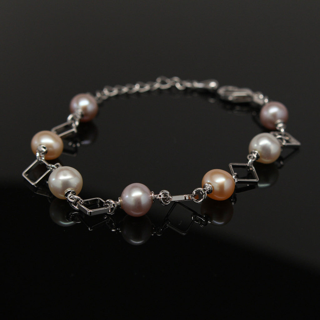 Freshwater pearl bracelet 1 (White, Pink, Purple)